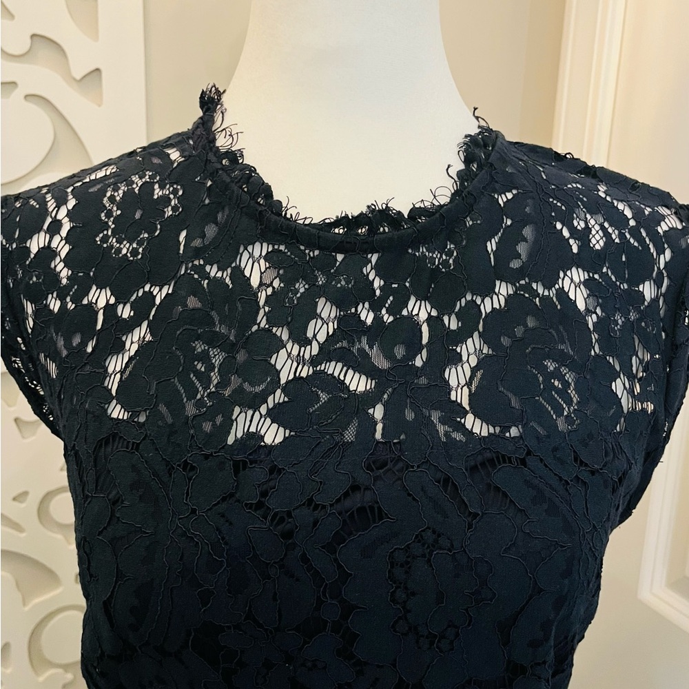 Blue Sheath Midi Dress with Flutter Cap Sleeves - Picture 6 of 6